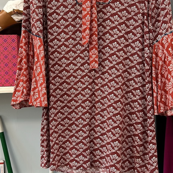 LIKELY Red & White Boho Print Tunic Dress - Size 2 - Picture 4 of 6